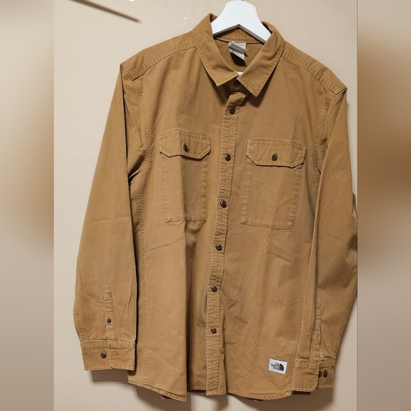The North Face Men’s Size XL Tan Beige Battlement Long Sleeve Utility Shirt  V-G - Picture 3 of 11